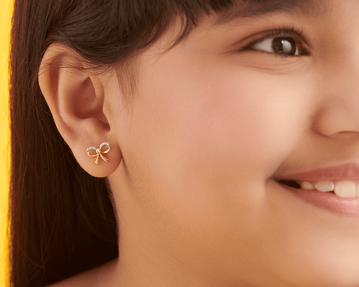 Best Kids Earrings in Gold & Diamond by CaratLane